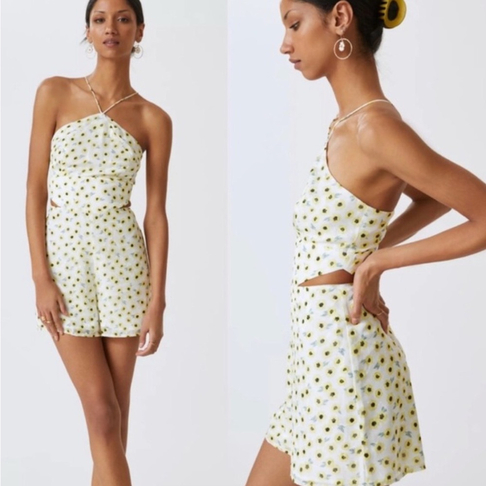 Anthropologie Hutch Ditsy Floral Halter Mini Romper Size 4